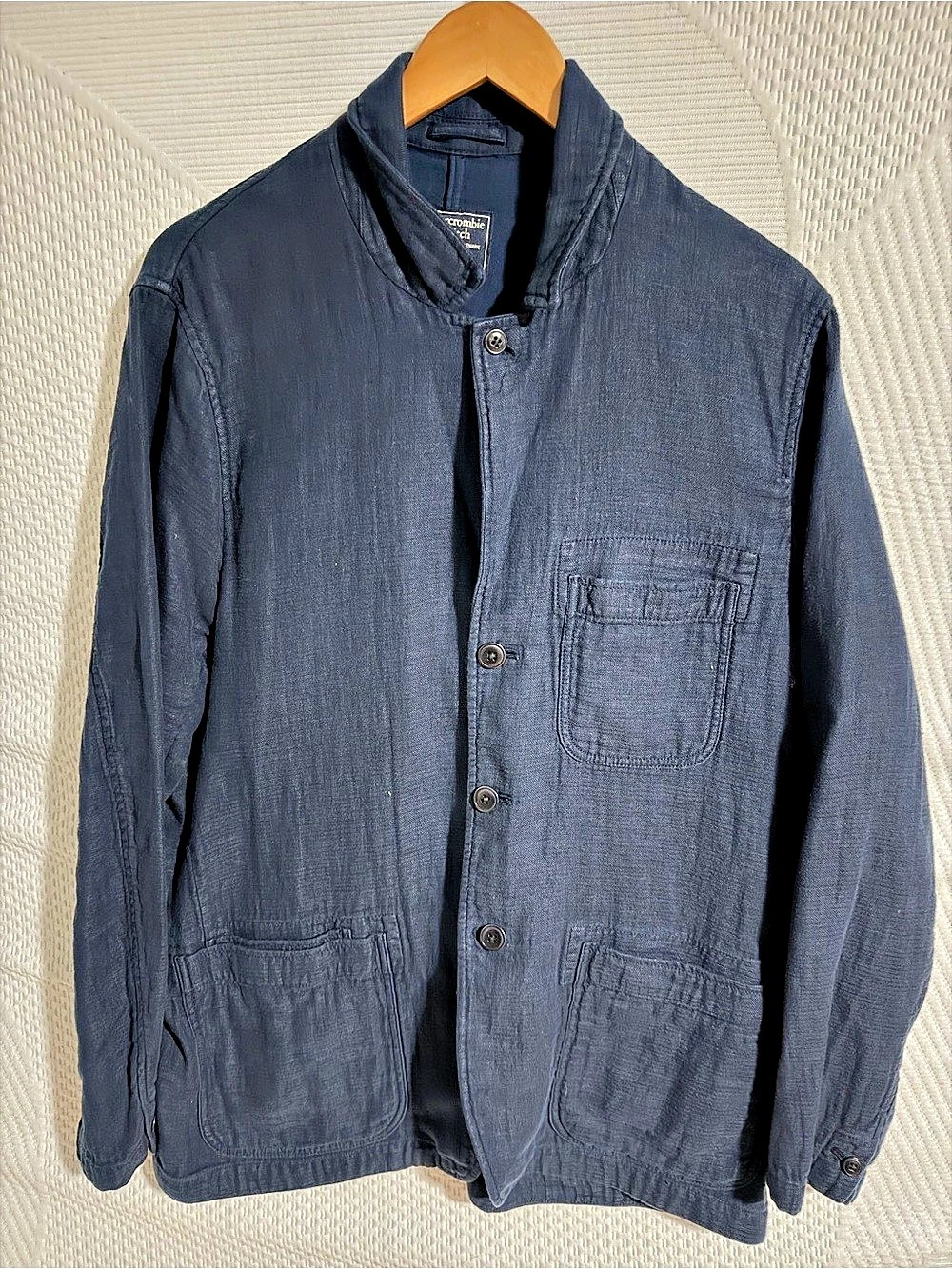 Abercrombie & Fitch Men's Button Front Jacket in Blue Size 44 Like New